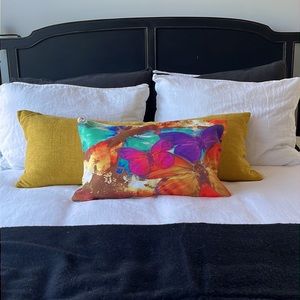 Neon Purple Pink Orange Gold Turquoise Blue Butterfly Pillow Cover 21 x 12.5